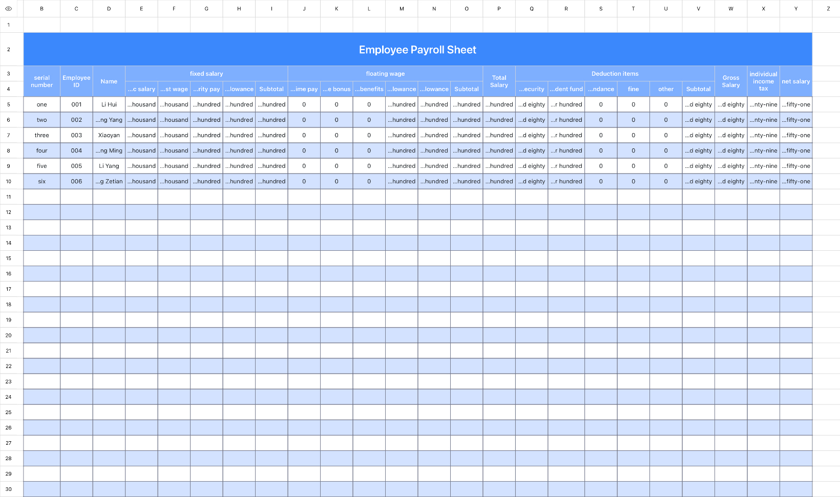 Employee Payroll Sheet 1